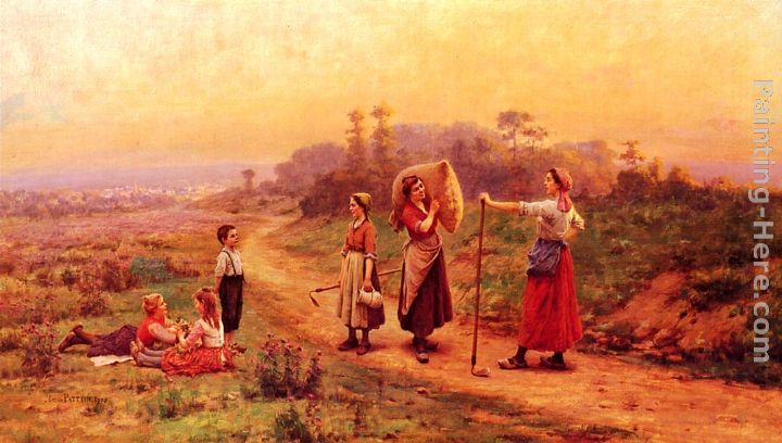 A Meeting On A Country Path painting - Cesar Pattein A Meeting On A Country Path art painting